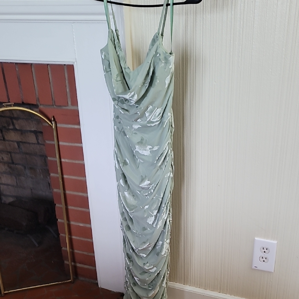 Windsor Light Green Draped Maxi Dress